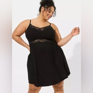 Black Lace Trim Sleep Dress